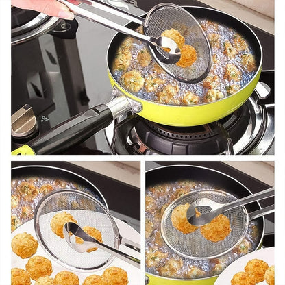 2-in-1 Stainless Steel Filter Spoon with Clip – Multi-functional Oil Frying Strainer for Kitchen | MKK-X91