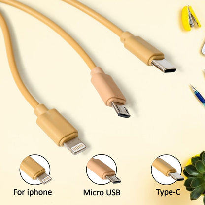 Retractable Charger Charging Cable, Micro USB Cable, 3 in 1, Multi Charging Cable, Compatible with Phone / Type C / Micro Android USB and Other Mobile Devices (1 Pc) (X470)