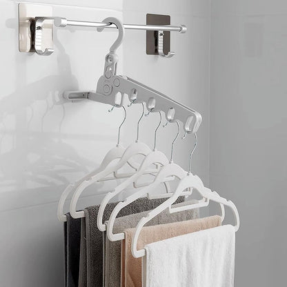 5 holes foldable clothes Hanger, travel clothes hanger, multifunctional clothes hanger, space-saving wall holder, clothes rack, robust clothes hanger for travel, indoors. (X947)