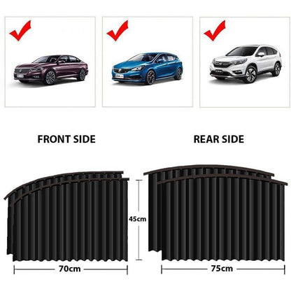 Curtain for Car Window | Heat & Sunshade Protection (4 Pcs With Curtain Hook & Adhesive T ap Set) (X534)