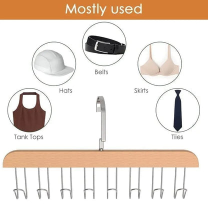 Space Saving 8 Hooks Wooden Hangers (1 Pc) (X760)