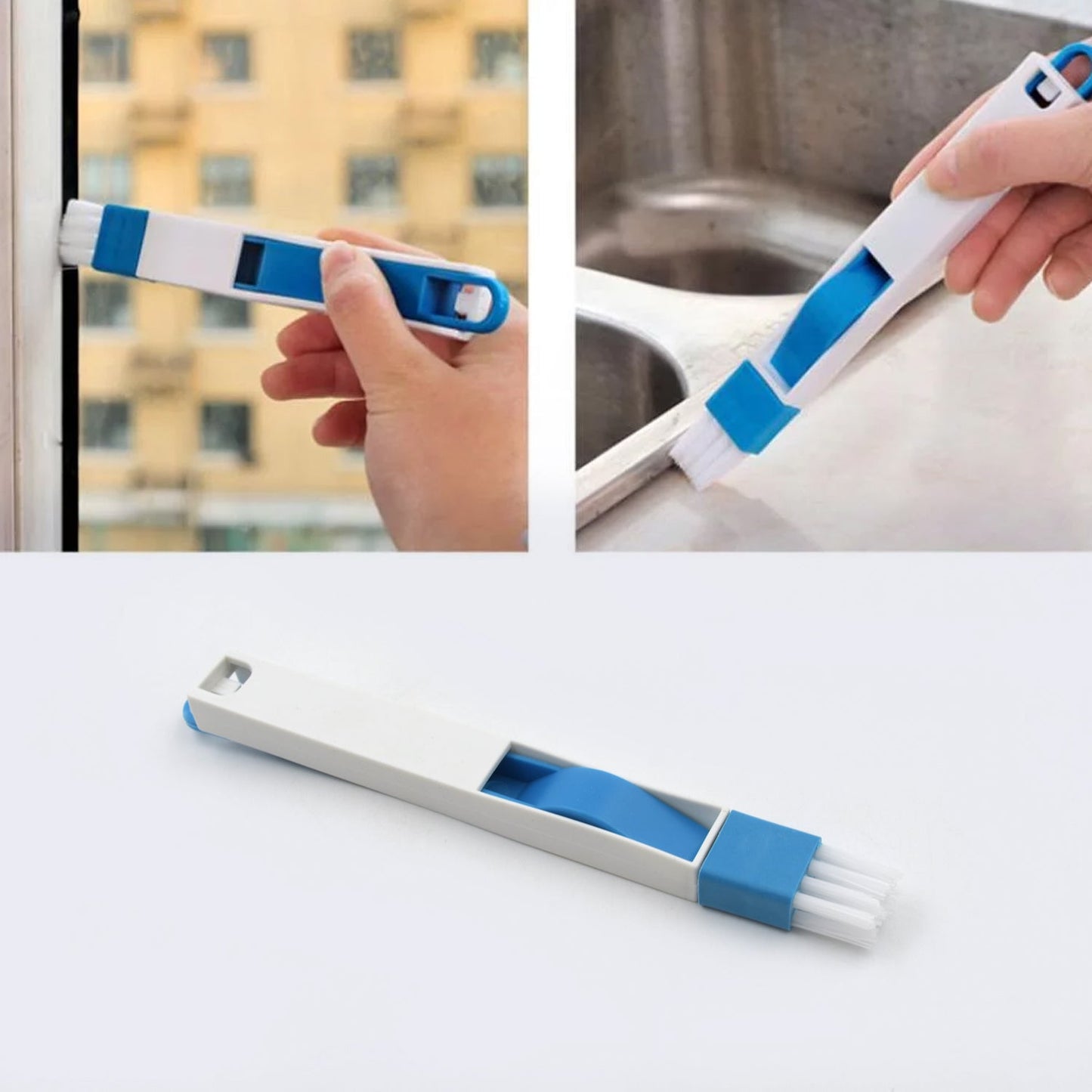 2 in 1 Multi-Function Plastic Window Slot Wardrobe Dust Removal Cleaning Brush /Pen (MKK+X84)