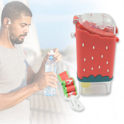Portable Cute Water Bottle for Kids, Unique Ice Cream Shape water cup, Popsicle Shaped Plastic Kettle with Straw, Adjustable Shoulder Strap, BPA free, Leakproof (300 ML) (X958)