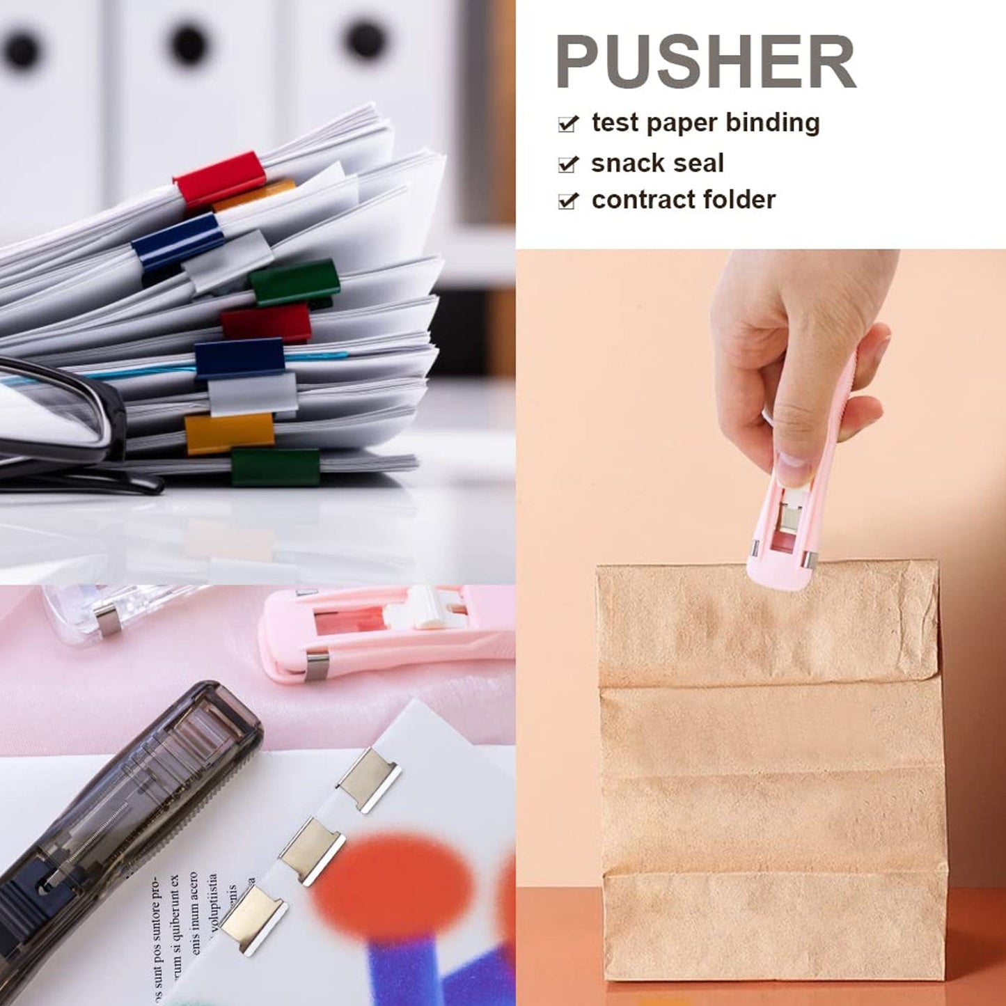 Portable Paper Clamp With 8 Pcs Clip Dispenser Handheld Paper Fast Clam (1 Set) (X510)