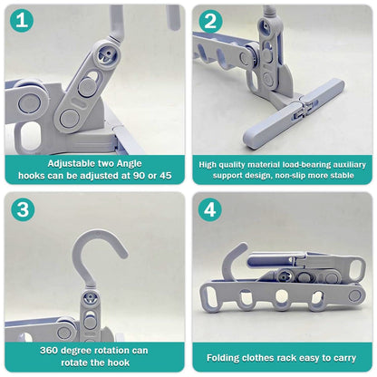 5 holes foldable clothes Hanger, travel clothes hanger, multifunctional clothes hanger, space-saving wall holder, clothes rack, robust clothes hanger for travel, indoors. (X947)