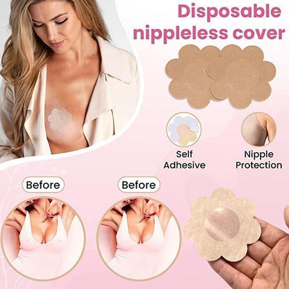 MMK-20-Boob Tape with Nipple Covers: Cotton, Breathable, Lift & Support (5m, 10 Pairs)