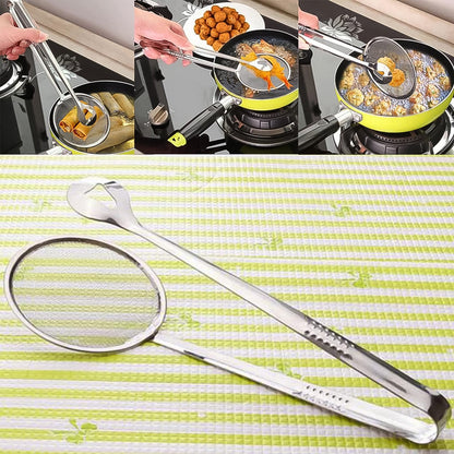 2-in-1 Stainless Steel Filter Spoon with Clip – Multi-functional Oil Frying Strainer for Kitchen | MKK-X91