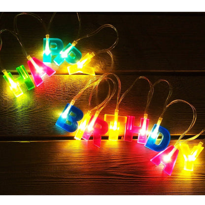 Decoratives Plastic Happy Birthday 13 LED Letter Battery Operated String Lights, Outdoor String Lights (Multicolour) (X636)