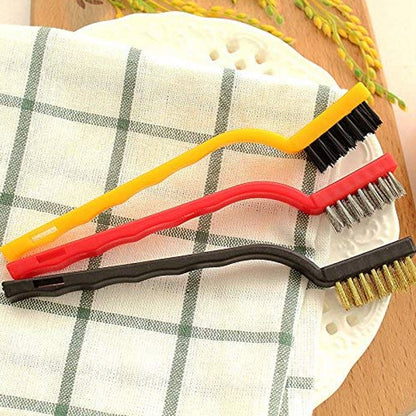 3pc Mini Wire Brush Set Brass Nylon Stainless Steel Bristles Household Cleaning Brush (3 Pcs Set)(X242)