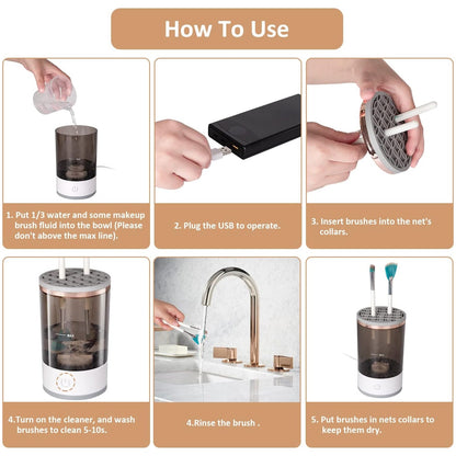 Automatic Makeup Brush Cleaner Fast Electric Brush Cleaner Hand Free Machine Super Clean Brush Washer & Brushes Organizer Tool (1 Pc) (X671)