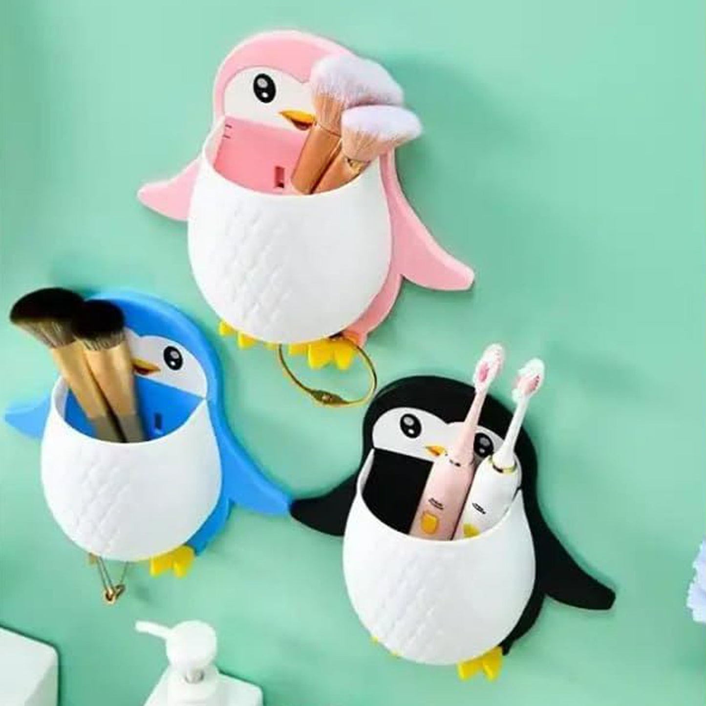 Penguin Storage Box, Adhesive Remote Case, Electric Toothbrushes Holder, (X355)