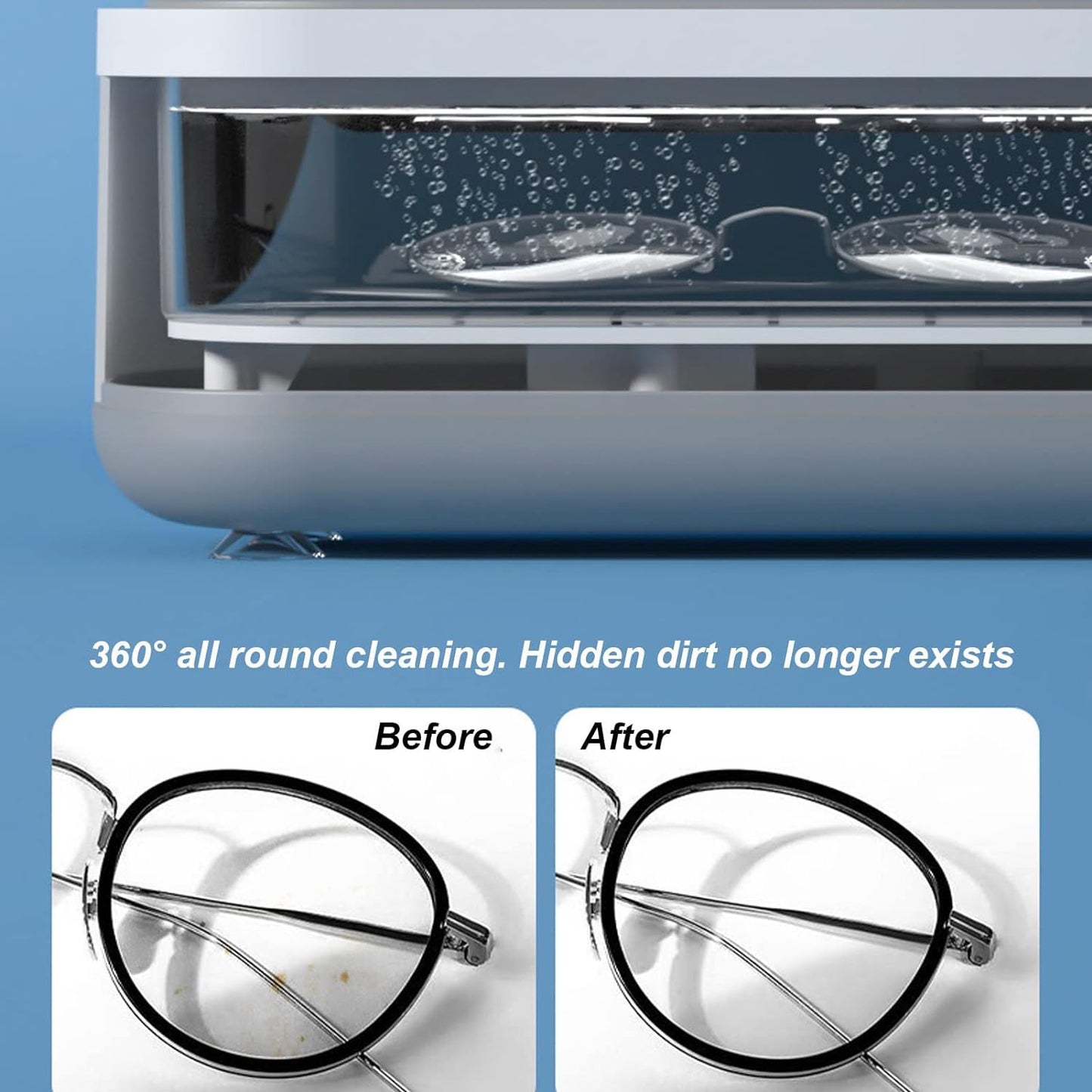 Ultrasonic Jewllery, Cleaner, Ultrasonic Cleaning Machine, Portable jewellery Cleaning Mchine For Jewellery, Ring, Silver, Retainer, Glasses, Watches, Coins, High Frequency Vibration Machine (Battery Not Included) (X1004)