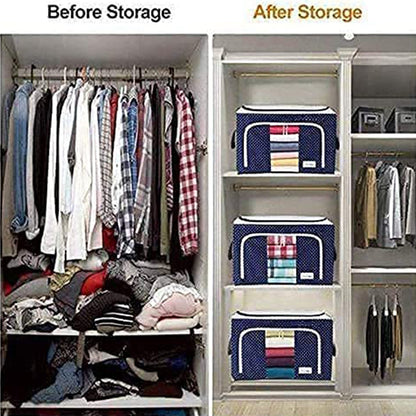 Foldable Steel Frame Clothes Living Storage Organizer Handled Bag (X502)