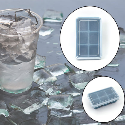 6 Grid Silicone Ice Tray used in all kinds of places like household kitchens for making ice from water and various things and all. (X1002)