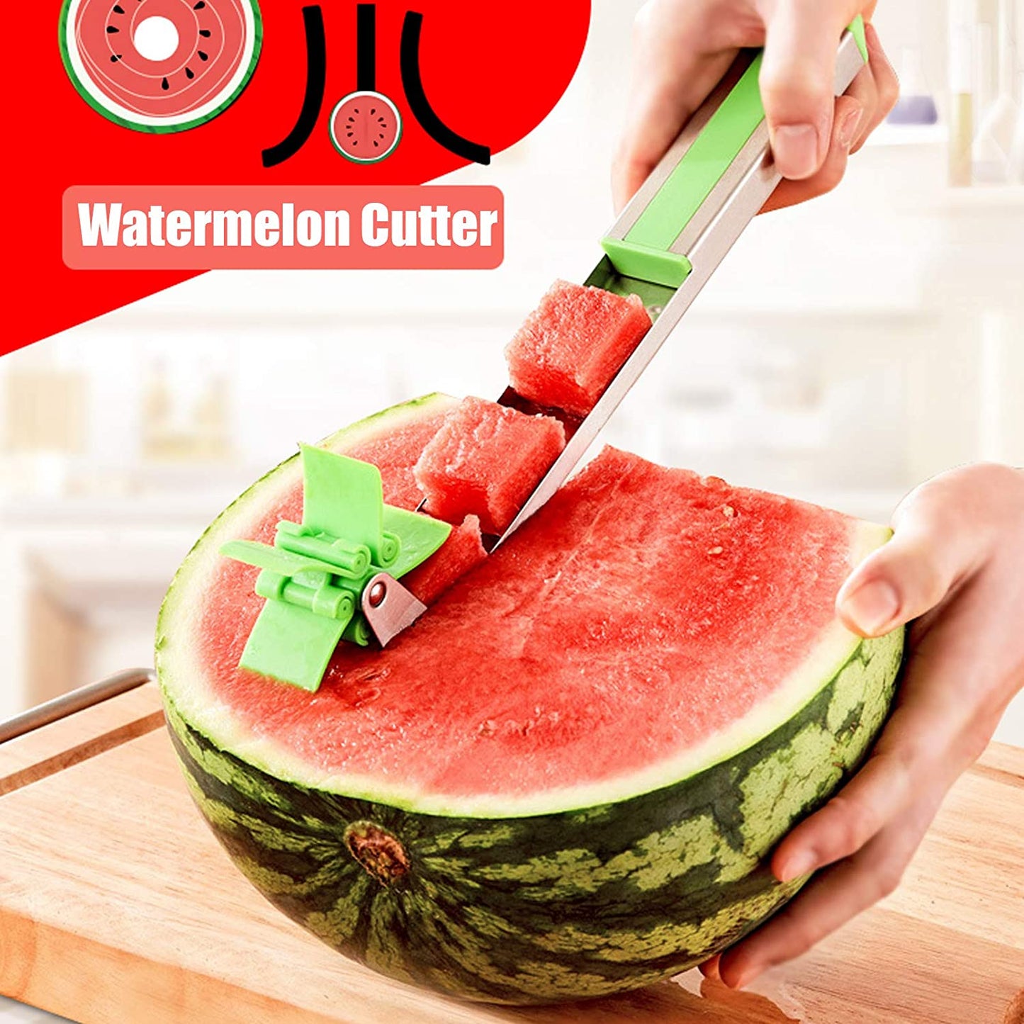 Stainless Steel Washable Watermelon Cutter Windmill Slicer Cutter Peeler for Home / Smart Kitchen Tool Easy to Use (X946)