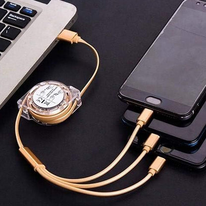 Retractable Charger Charging Cable, Micro USB Cable, 3 in 1, Multi Charging Cable, Compatible with Phone / Type C / Micro Android USB and Other Mobile Devices (1 Pc) (X470)