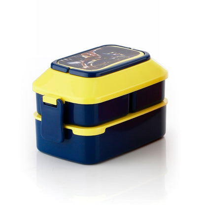 MKK-13- Double Layer Lunch Box Stylish Lid Lunch Box With Fork & Spoon Lunch Box For Children School Lunch Box 