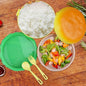 Burger Shape Lunch Box Plastic Lunch Box Food Container Sets Double Layer Lunchbox 1000ml With 2 Spoon Applicable to Kids and Elementary School Students (X606)