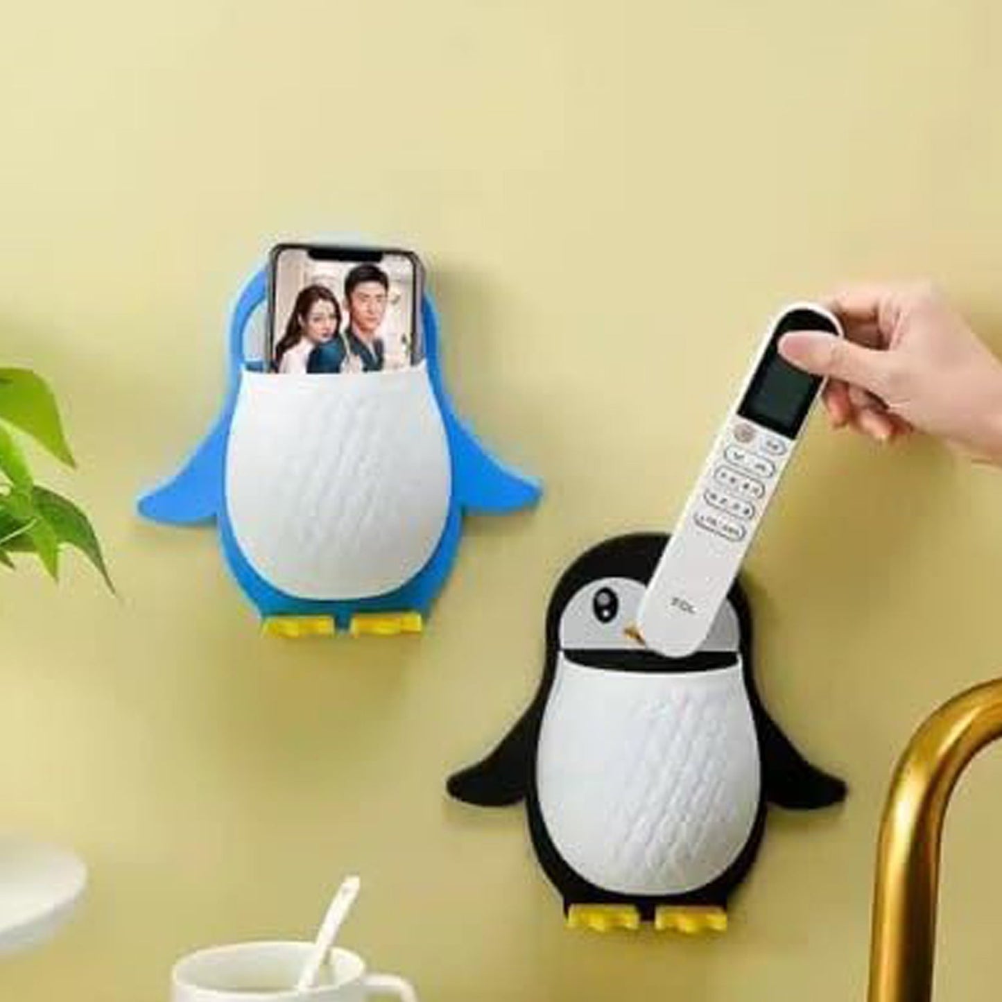 Penguin Storage Box, Adhesive Remote Case, Electric Toothbrushes Holder, (X355)