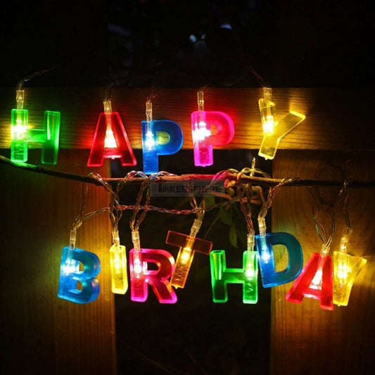 Decoratives Plastic Happy Birthday 13 LED Letter Battery Operated String Lights, Outdoor String Lights (Multicolour) (X636)