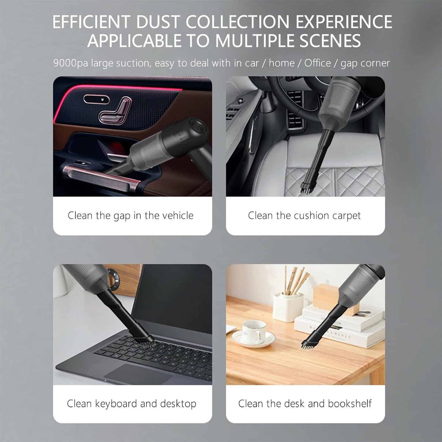 3 in 1 Car Mini Vacuum Cleaner with Blower Wireless Portable Rechargeable Handheld High Power Suction Vacuum Cleaning Machine for Home Car Computer Keyboard Cordless Air Blowing Dusting  (MKK+X92)