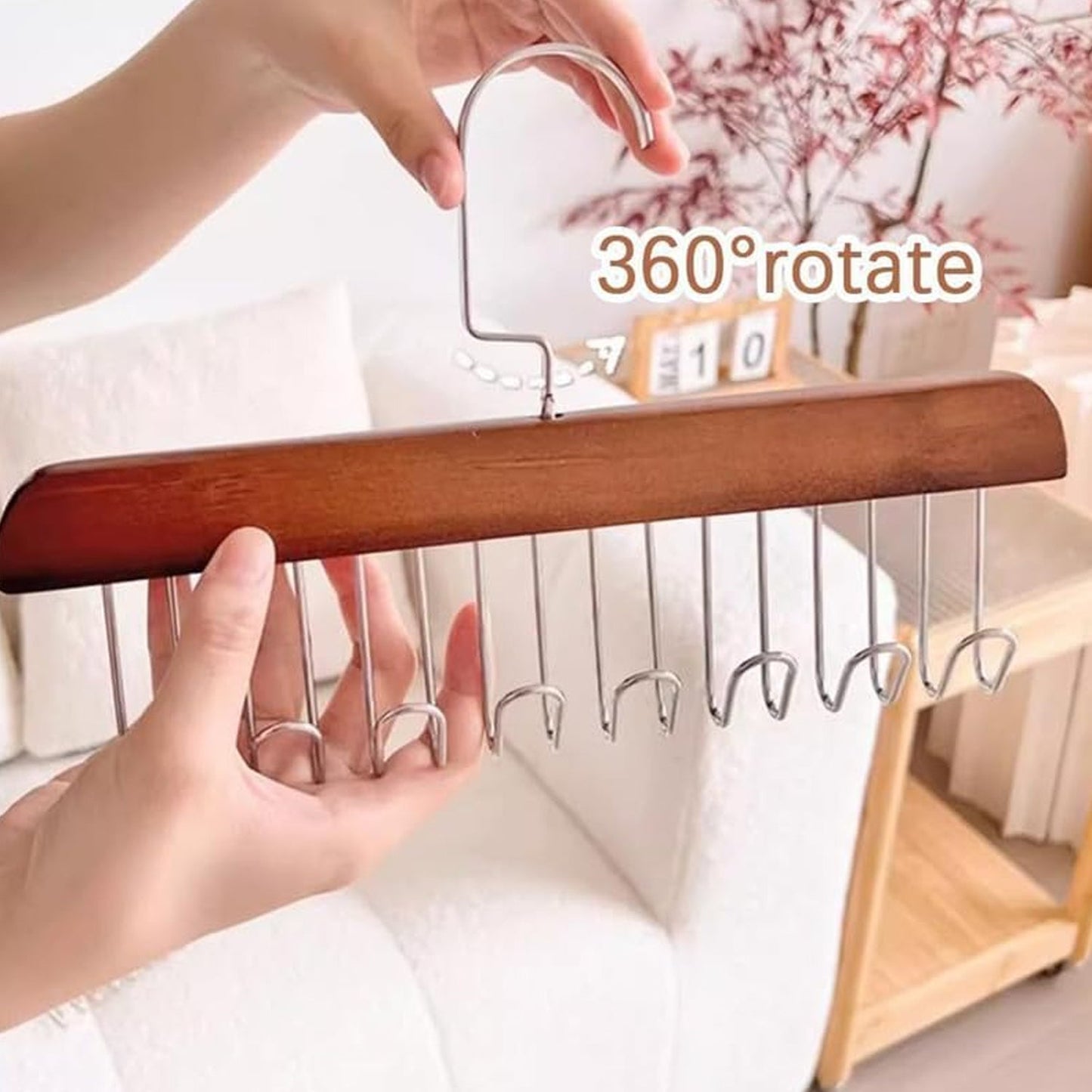 Space Saving 8 Hooks Wooden Hangers (1 Pc) (X760)