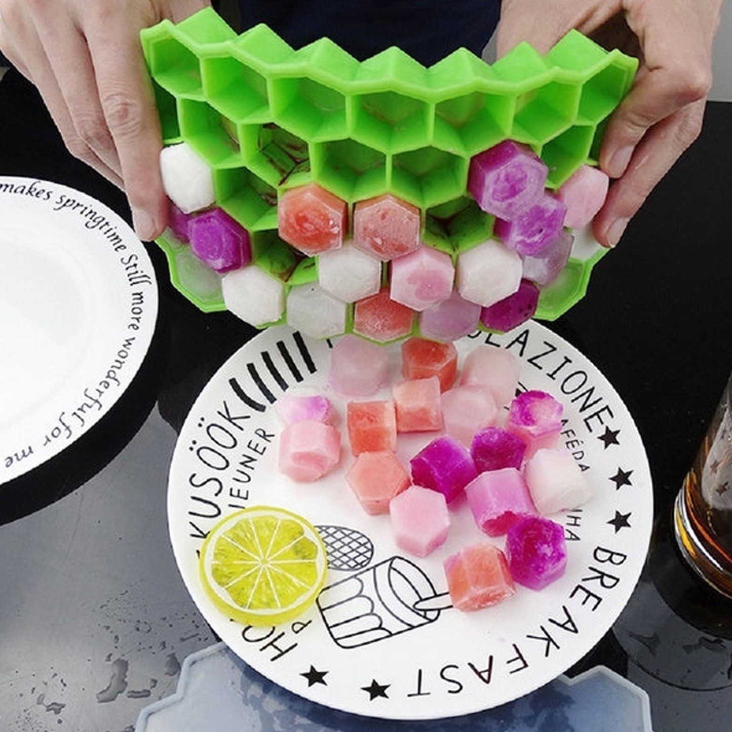 Silicone Ice Cube Trays 32 Cavity Per Ice Tray [Multi color] (X436)