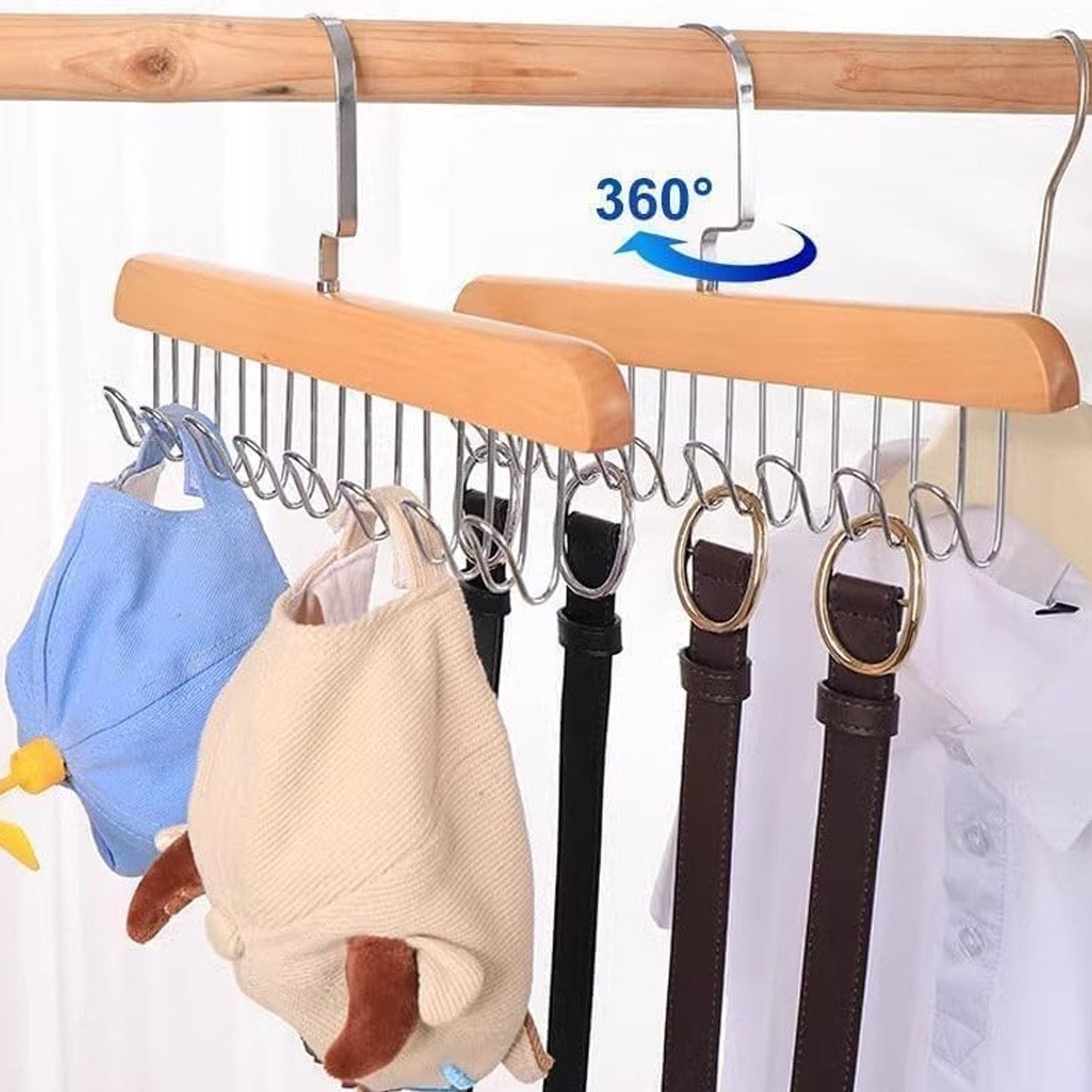 Space Saving 8 Hooks Wooden Hangers (1 Pc) (X760)