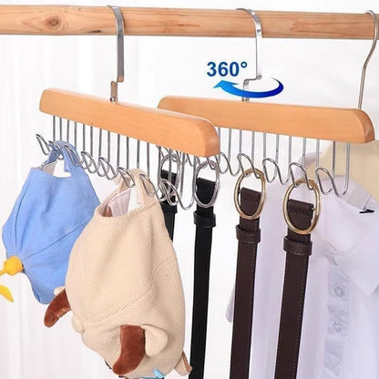Space Saving 8 Hooks Wooden Hangers (1 Pc) (X760)