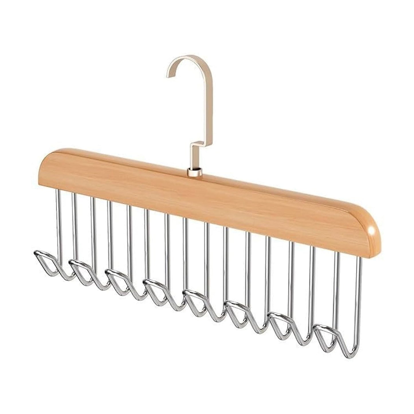Space Saving 8 Hooks Wooden Hangers (1 Pc) (X760)