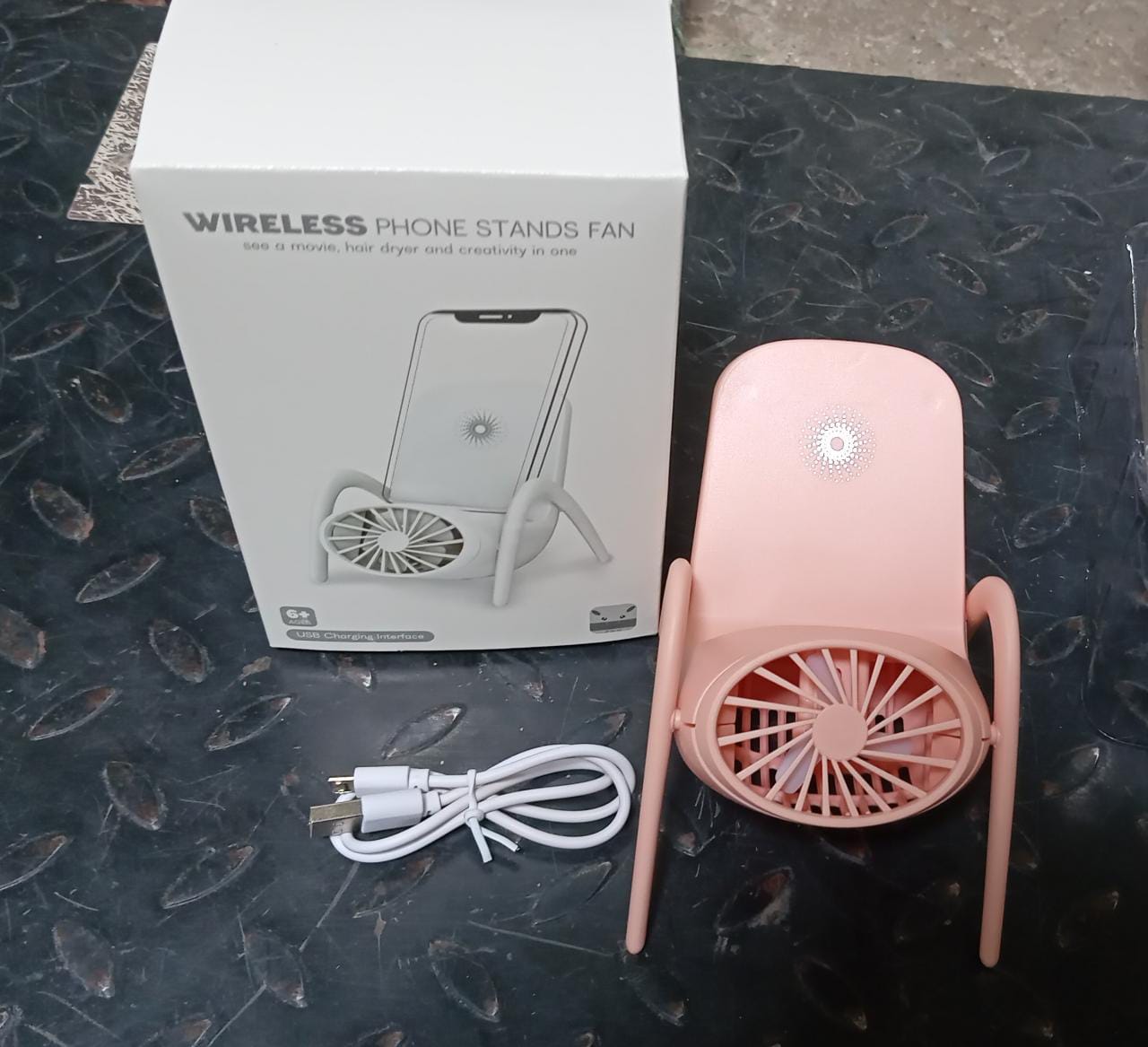 MKK-38-Portable Mobile Phone Holder Fan  Personal Fan Multi- Function Fan Handheld Charging Fan (Battery Not Include)