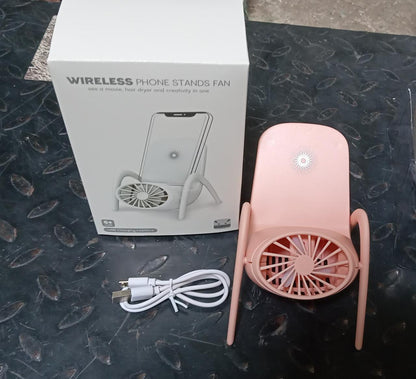 MKK-38-Portable Mobile Phone Holder Fan  Personal Fan Multi- Function Fan Handheld Charging Fan (Battery Not Include)