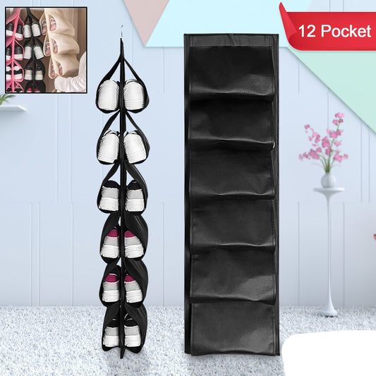 12 Grids Hanging Storage Bag (1 Pc  12 Pocket  Mix Color)