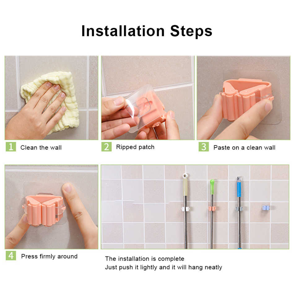 MKK+53-Magic Sticker Series Self Adhesive Mop and Broom Holder
