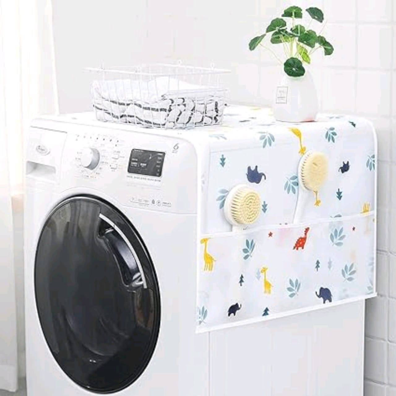 Printed Fridge Cover for Top with 6 Utility Pockets (B5)2-X116)