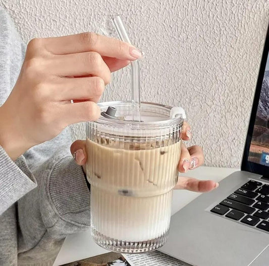 Plastic Coffee Cup With Straw ( Single Piece ) (X980)
