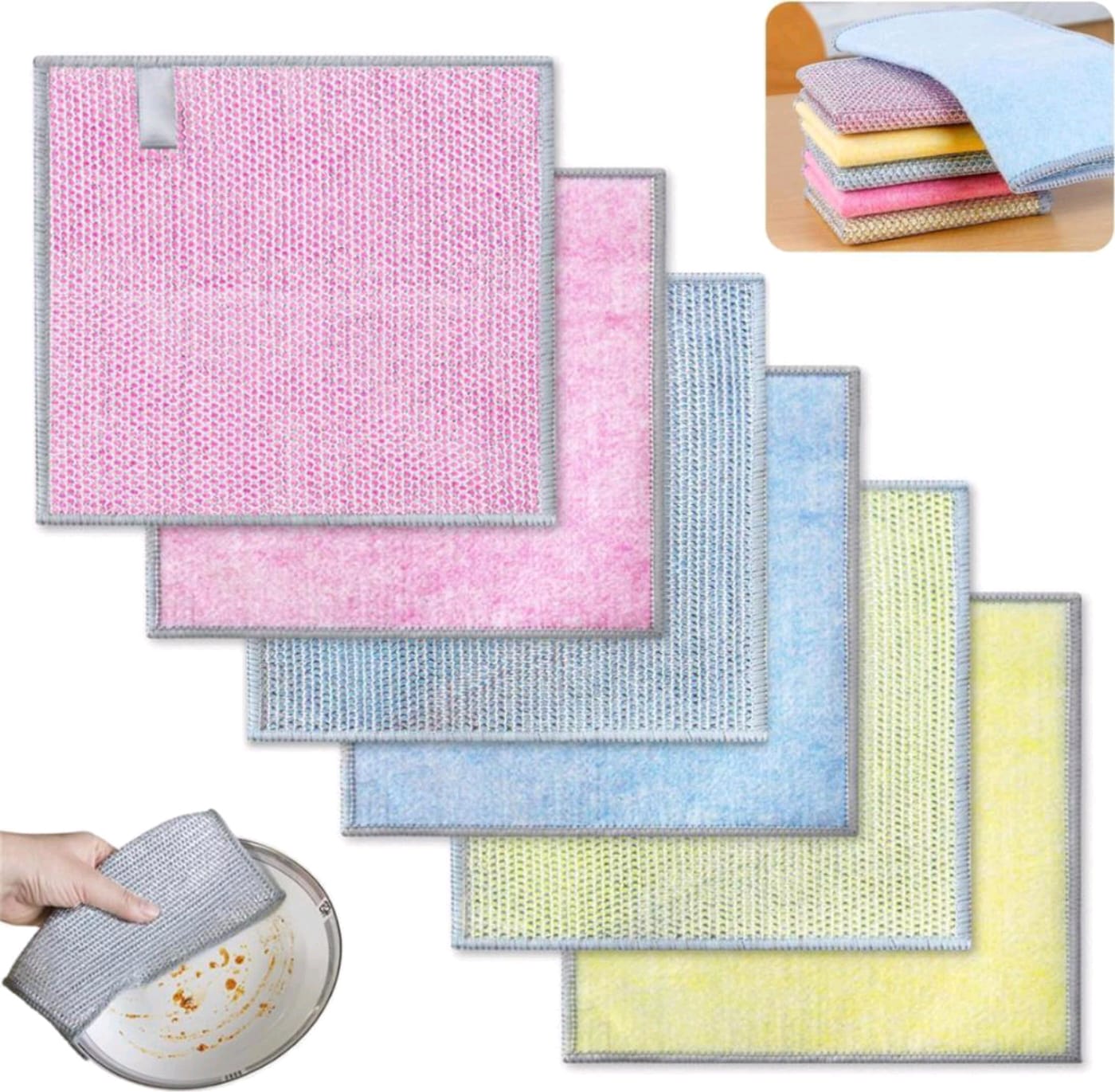 2 IN 1 CLEANING COLOR CLOTH STEEL WIRE/SCRUBER (1 PC) (YS+X133)