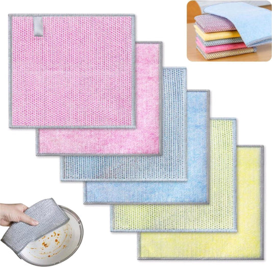 2 IN 1 CLEANING COLOR CLOTH STEEL WIRE/SCRUBER (1 PC) (YS+X133)
