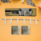 Stainless Steel Utensil Hanger Rail Nail Free Wall Mount with 2 Magic Stickers & 6 Plastic Hooks For Kitchen (X472)