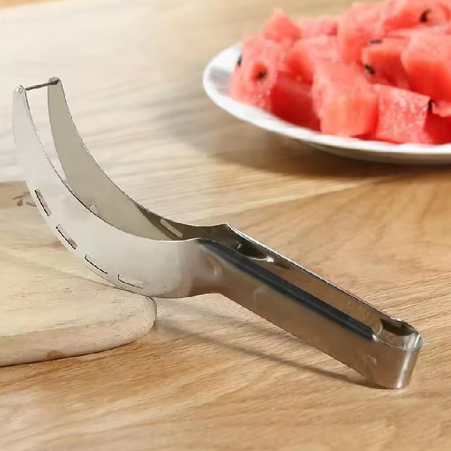 Watermelon Cantaloupe Slicer Stainless Steel Knife Corer Fruit Vegetable (X273)