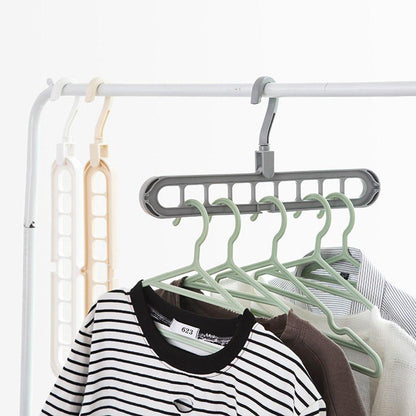 9 Hole Plastic Hanger Hanging hook Indoor Wardrobe Clothes Organization (X352)