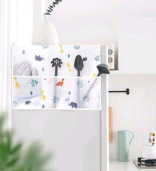 Printed Fridge Cover for Top with 6 Utility Pockets (B5)2-X116)