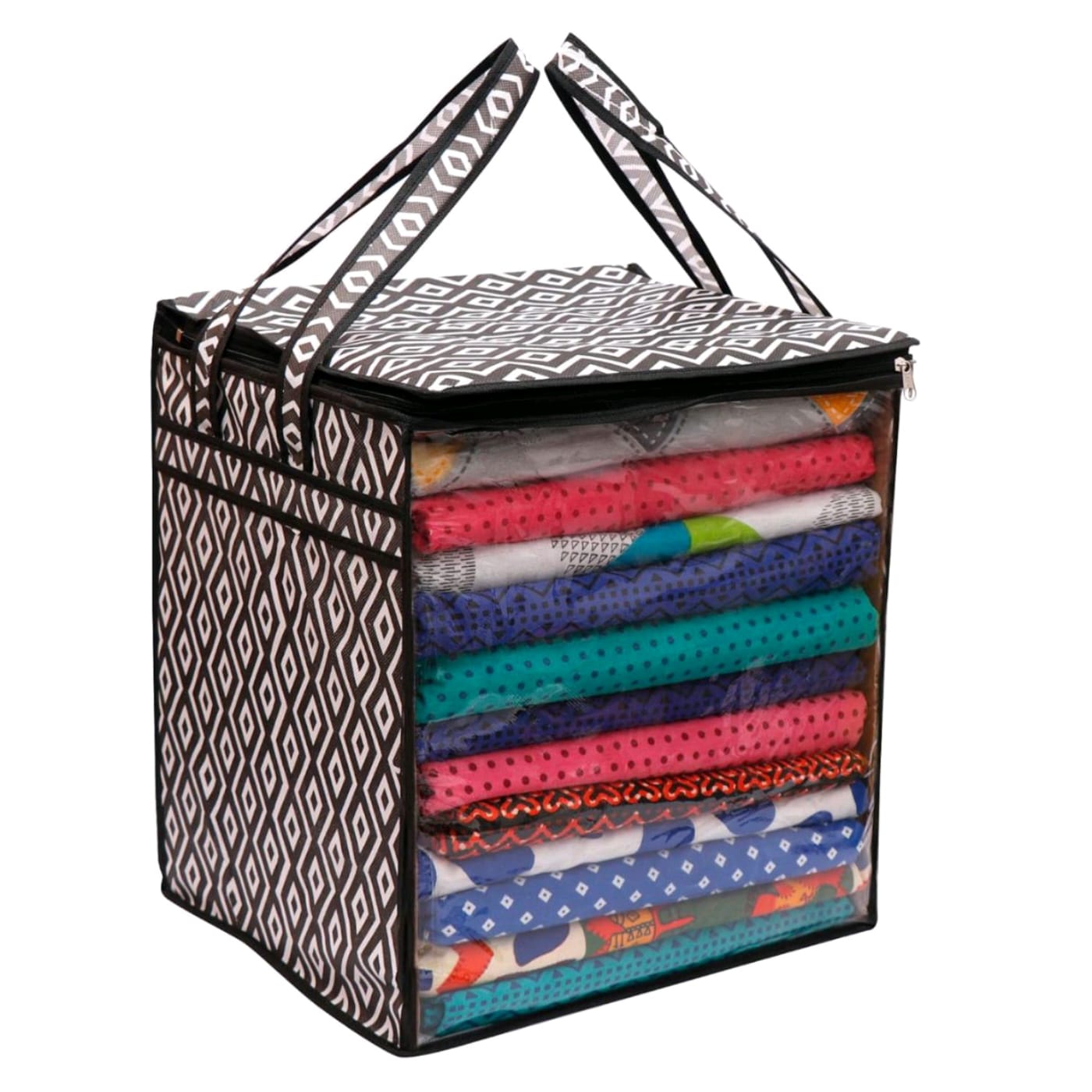 XL SAREE / CLOTH COVER WITH FULL FRONT WINDOW (40*38*33CMS) (RANDOM COL. & DESIGN) (1PC) (YS+X134)