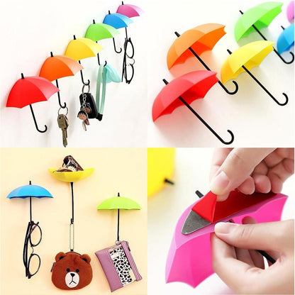 Multipurpose Umbrella Key Hat Holder Wall Hanging Hook Multicolor (X655)