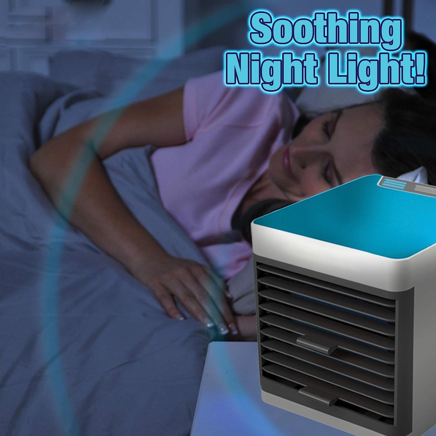Mini Portable Air Cooler Personal Space Cooler Easy To Fill Water And Mood Led Light And Portable Air Conditioner Device Cool Any Space Like Home Office (X1100)