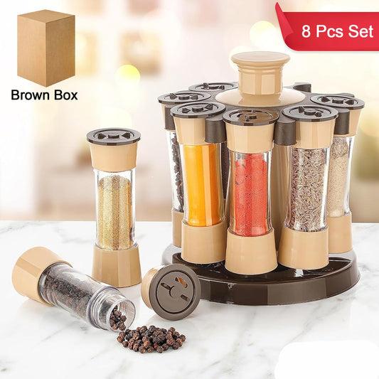 360 Revolving Spice Rack For Kitchen And Dining Table 8 Spice Jars