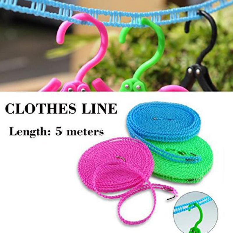 Clothesline Drying Nylon Rope with Hooks  (MKK+X94)