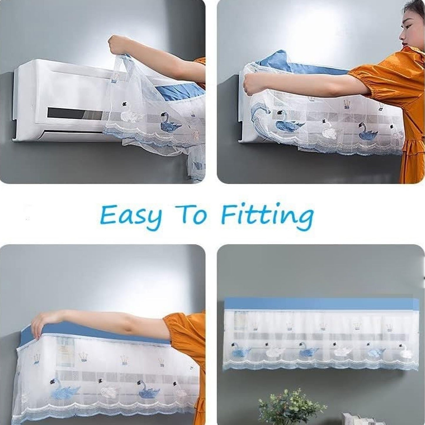 Ac Cover Air Conditioning Dust Cover Folding Designer Ac Cover For Indoor Split Cove (1 Pc) (ac curtain) (X354)