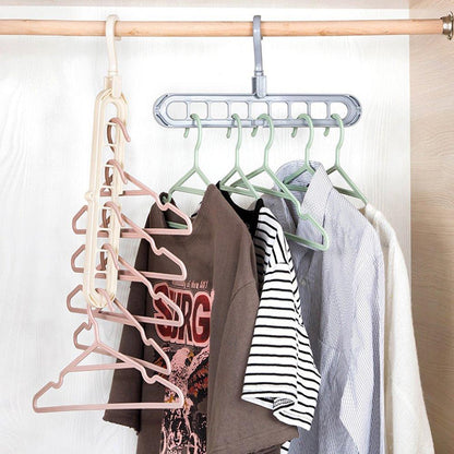 9 Hole Plastic Hanger Hanging hook Indoor Wardrobe Clothes Organization (X352)
