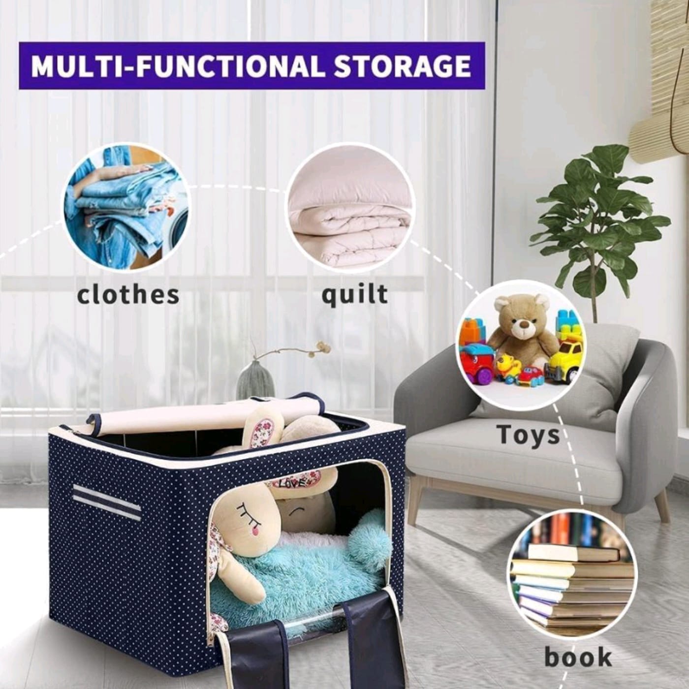 66 LIT CLOTH ORGANIZER BIG SIZE WITH STAND(MULTI COLOR) (YS+X140)